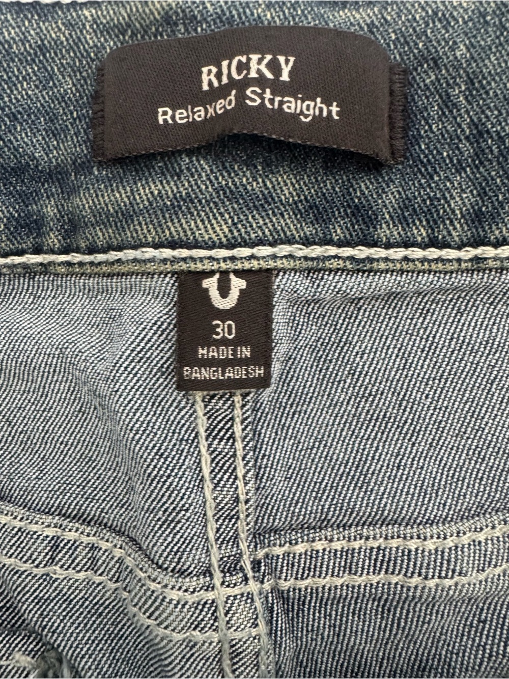 True Religion Ricky Relaxed Straight Denim Shorts 30 Medium Wash Y2K Grunge - Picture 9 of 11